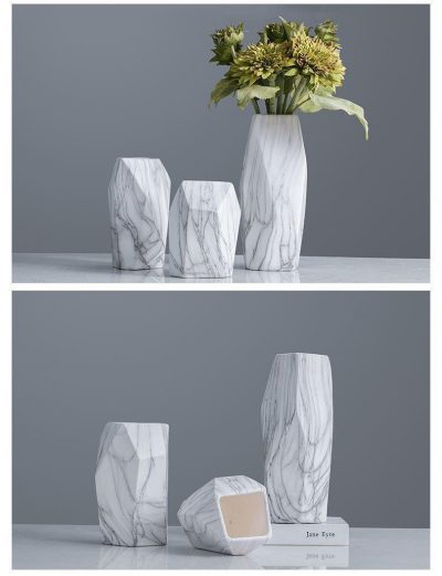 Jarron ceramica estilo marmoleado mediano  13cm* 20cm