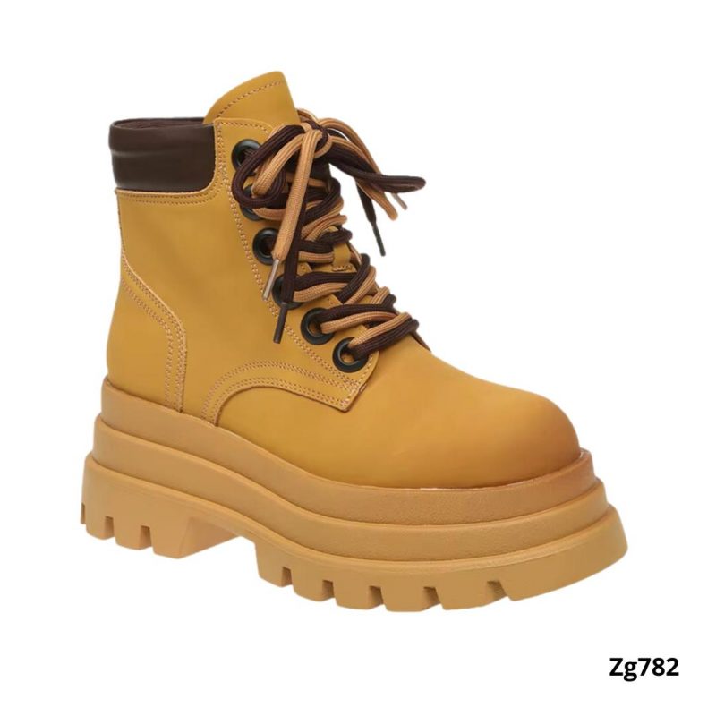 Botin naranja detalles cafe suela 6cm  IS14-049
