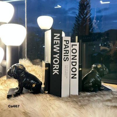 Set dos cuña libros perros bull dog negro 14cm* 11cm* 25cm