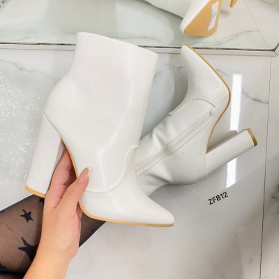 Botin blanco tacon 11cm  H9021  C-68 (Copy)