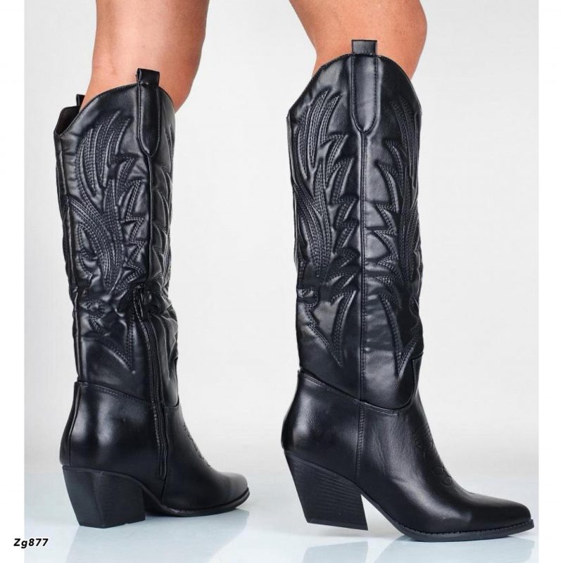 Bota texana negro tacon 7cm  HJ5108  C-11