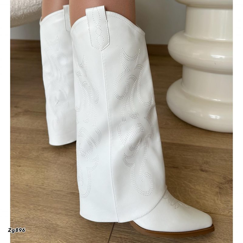 Bota texana blanco doblez tacon 7cm    AC8A-X08357-78  C-22 - Image 2
