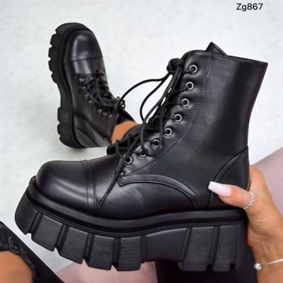 Botin negro cierre lateral plataforma 6cm  255-038