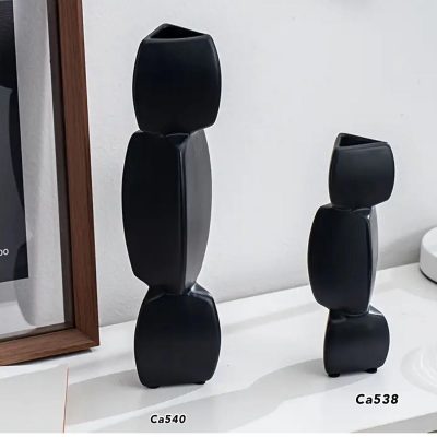 Florero negro modular alto ceramica  31cm* 4cm