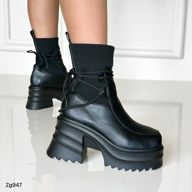 Botin negro resorte plataforma 8cm  255-039 - Image 2