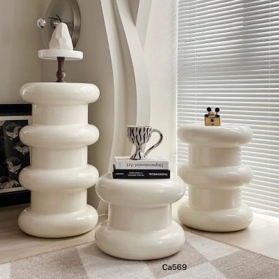 Mesa auxiliar beige tubular  35cm* 35cm* 47cm