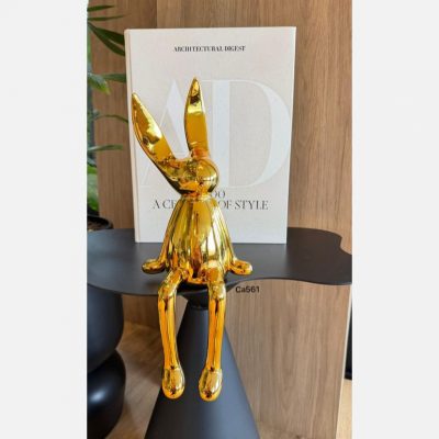 Articulo decorativo conejo dorado grande  14cm* 12cm* 36cm