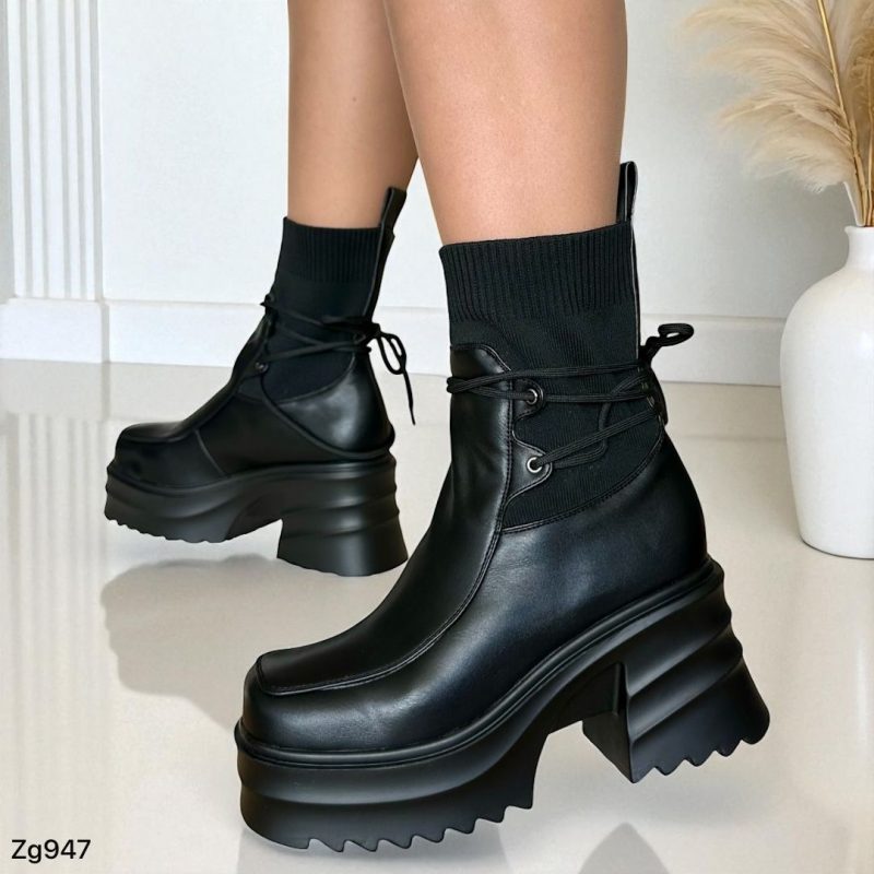 Botin negro resorte plataforma 8cm  255-039 - Image 3