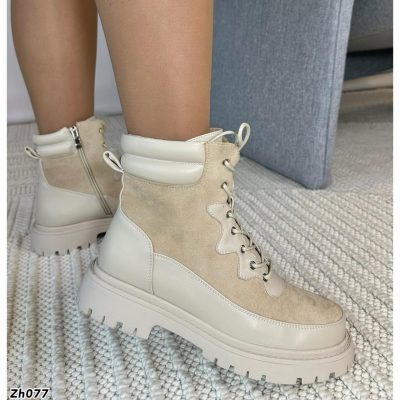 Botin beige cierre lateral suela 3cm 255-041