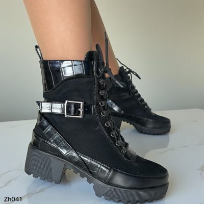 Botin negro textura tacon 4cm 255-046