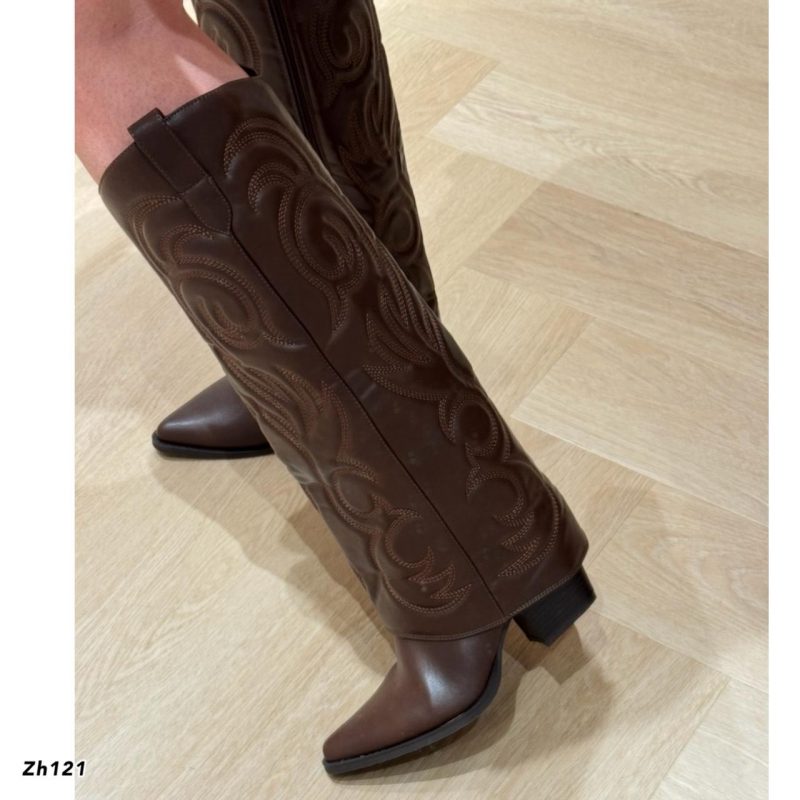 Bota texana café doblez tacon 7cm   WZ-92  C-57 - Image 2