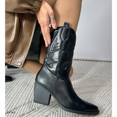 Botin texano negro tacon 7cm CHC387 C-68