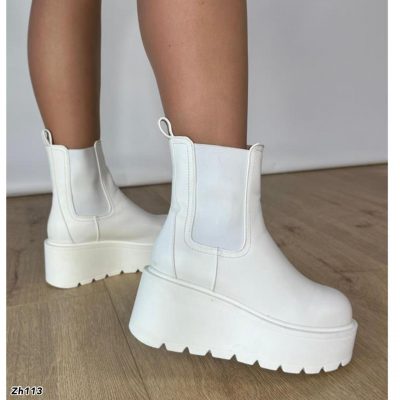 Botin blanco detalle resorte plataforma 7cm 255-027