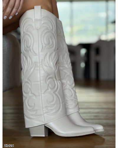 Bota texana beige doblez tacon 7cm   WZ-92  C-57