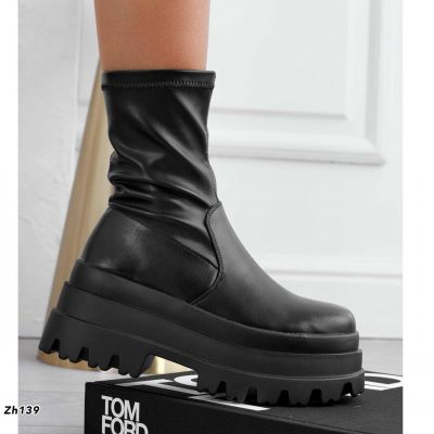 Botin negro resorte plataforma 7cm   52062  C-64