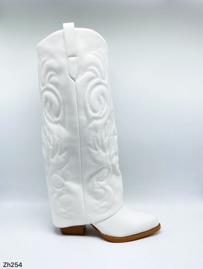 Bota texana blanco doblez tacon 7cm  HX3157-B9545