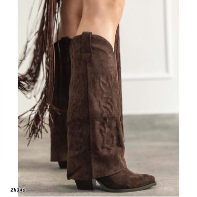 Bota texana café doblez tacon 9cm  A9835  C-122