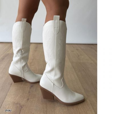 Bota texana blanco tacon 8cm   GA021   C-115