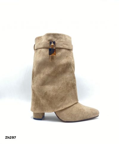 Botin beige doblez detalle dorado tacon 9cm 52217 C-103