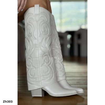 Bota texana beige doblez tacon 7cm WZ-92 C-119